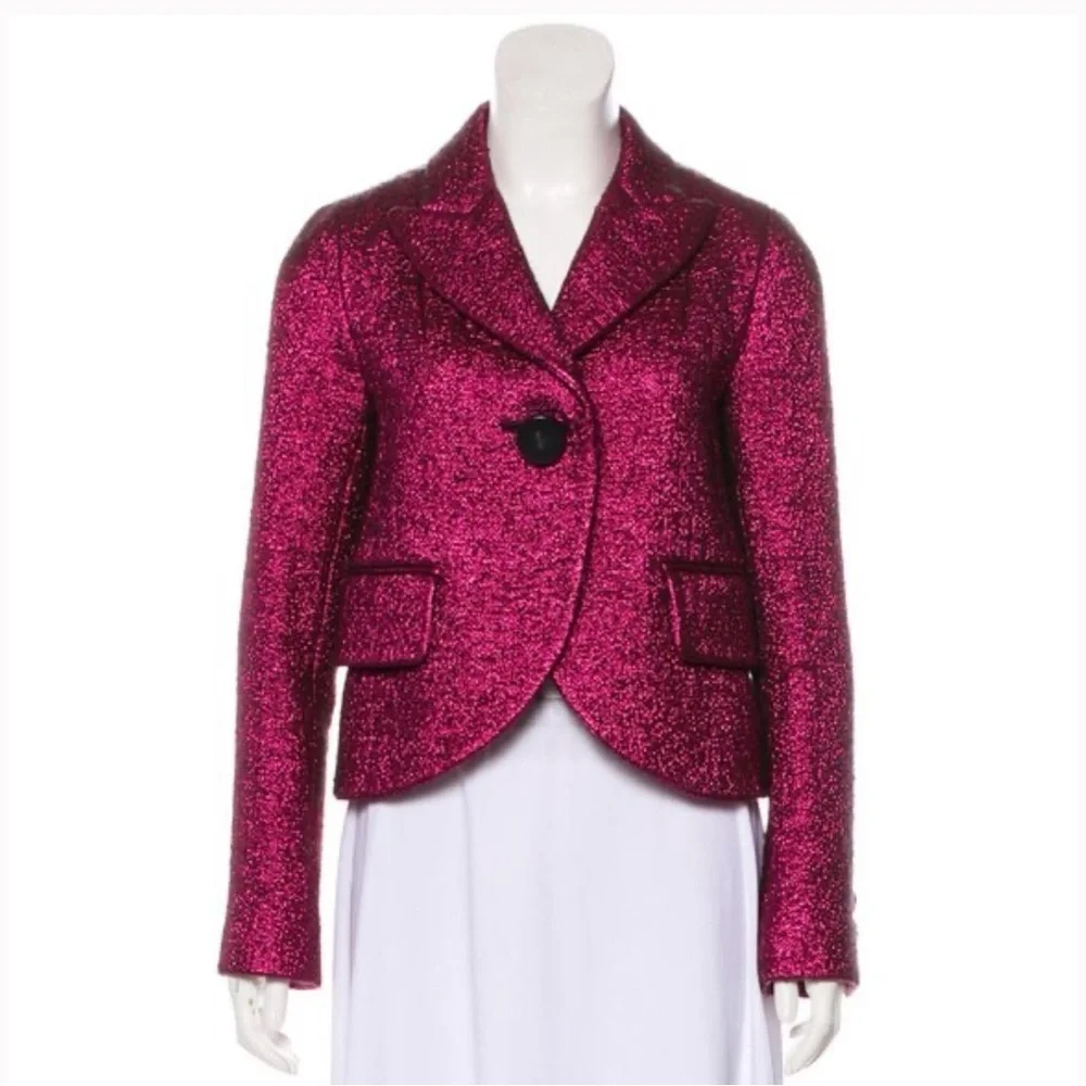 MARC JACOBS Metallic Pink Boucle Silk Wool Jacket - Picture 1 of 10